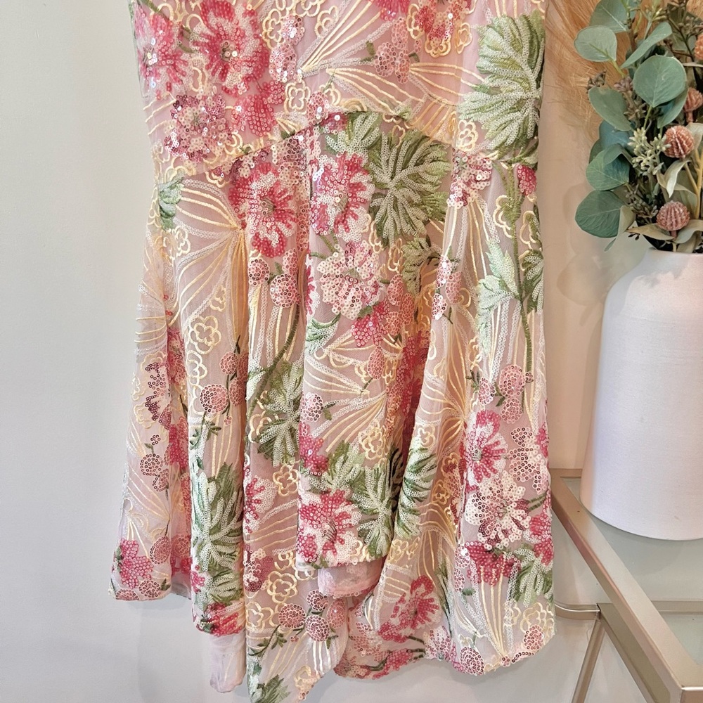 Xscape Blush and Green Floral Maxi Dress - Picture 5 of 13